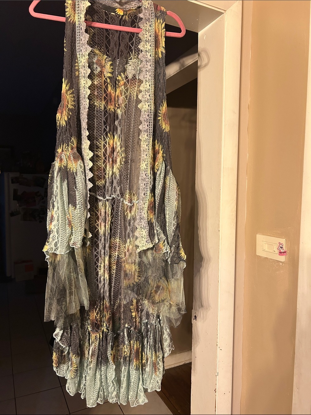 Zadie B’s sunflower Lace Overlay vest Yellow Floral Accent